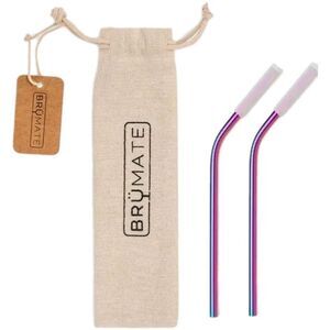 BruMate 2 Stainless Steel 6.5" Wine Straws w/bag 12-14 oz cups Rainbow Titanium